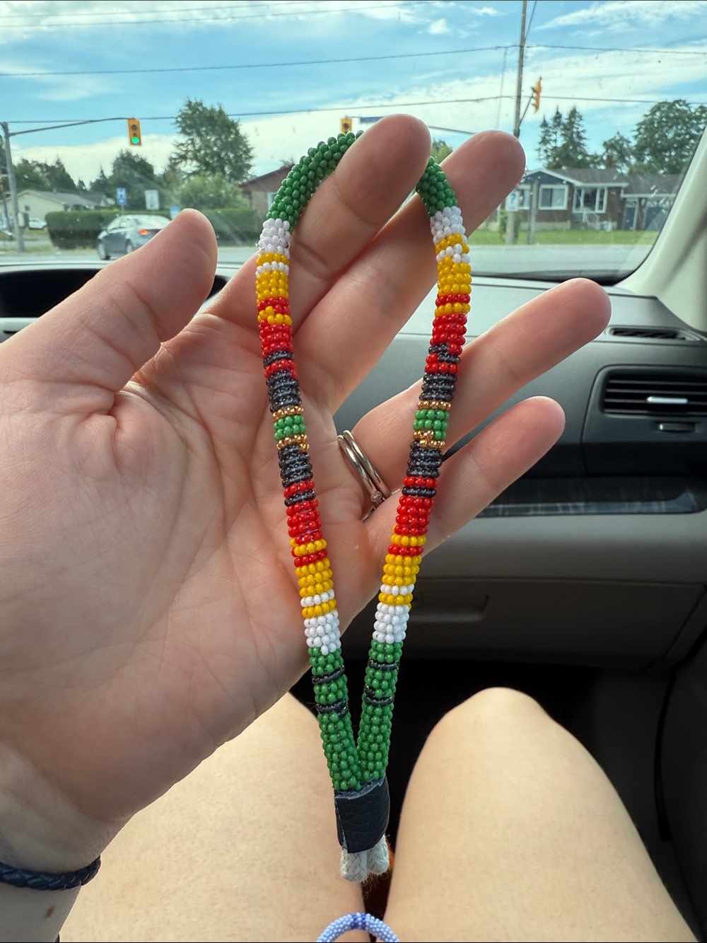 Indigenous handmade beaded keychain